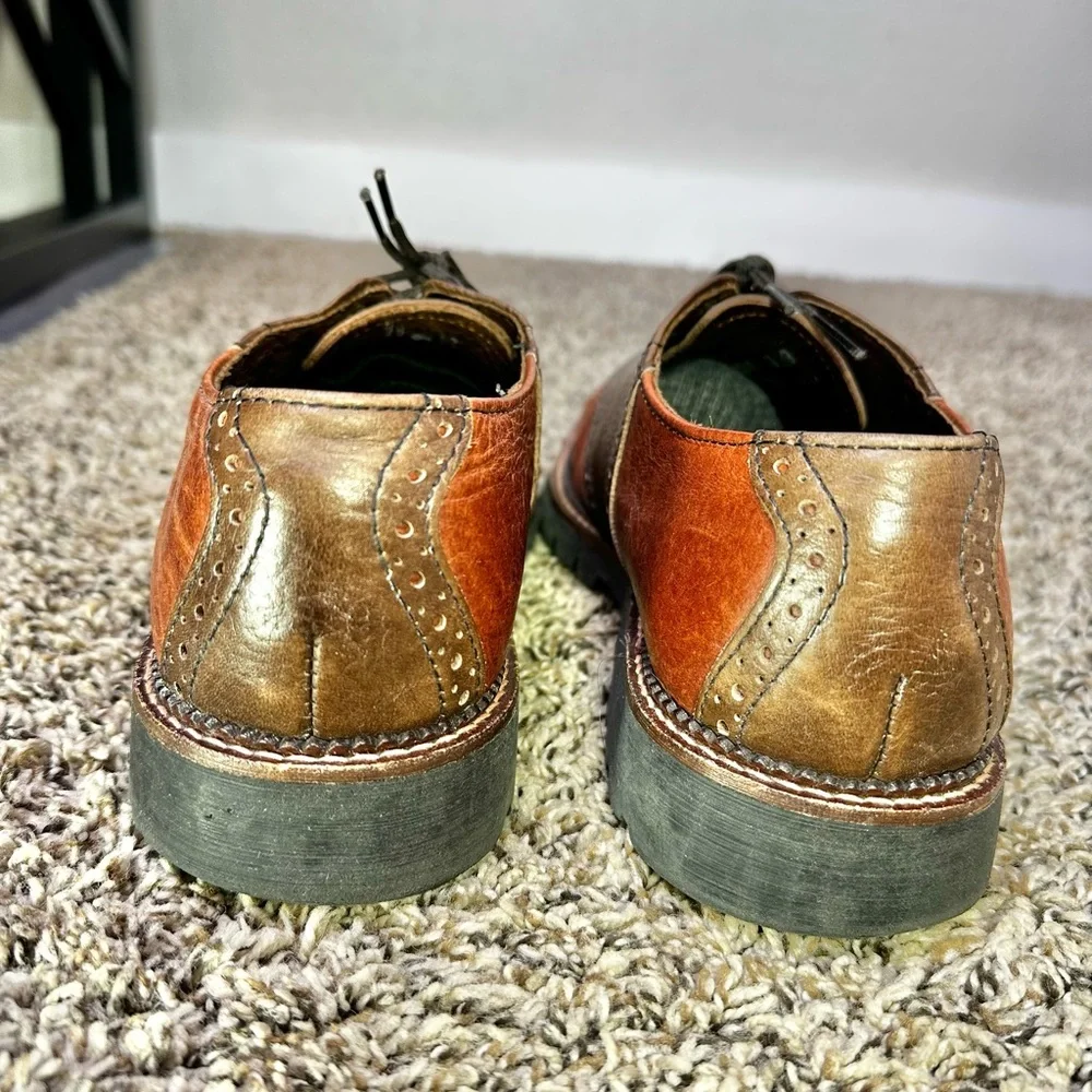 H.S. Trask Shoes Mens Size 8.5M Oxfords Saddle 2 Tone Casual Bison Leather Brown